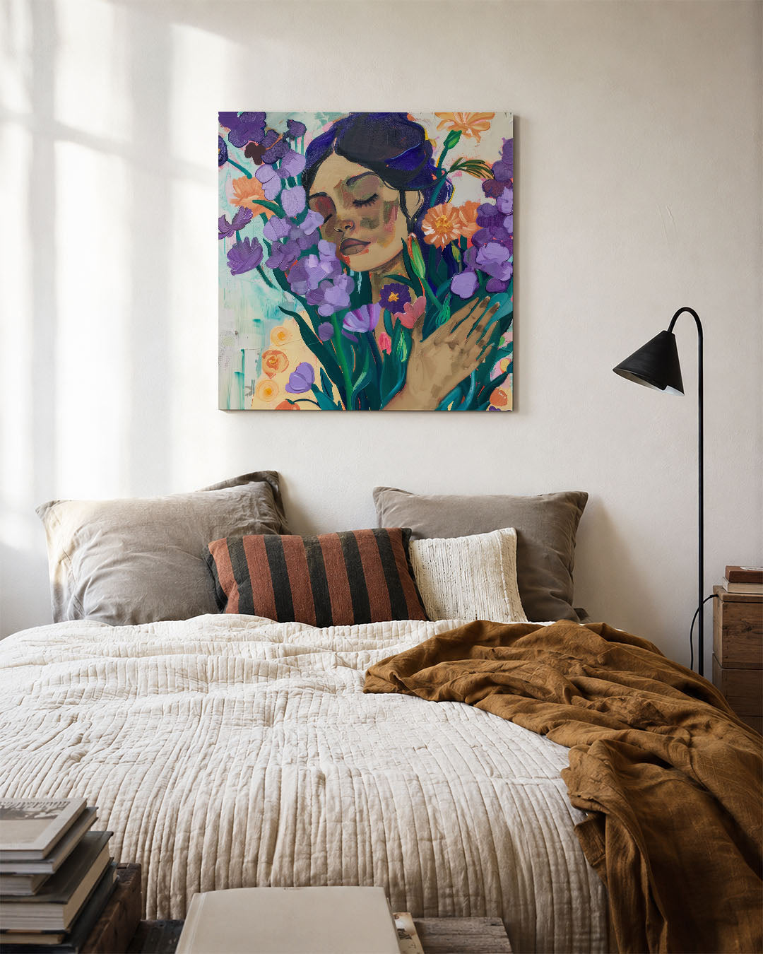 Dromerige bloemenportret Kunstwerk
