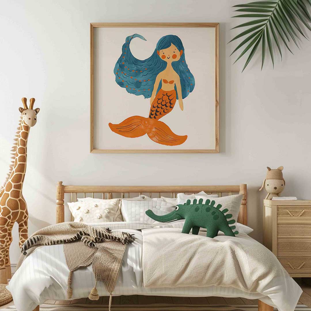 Zeemeermin met blauwe haren Poster