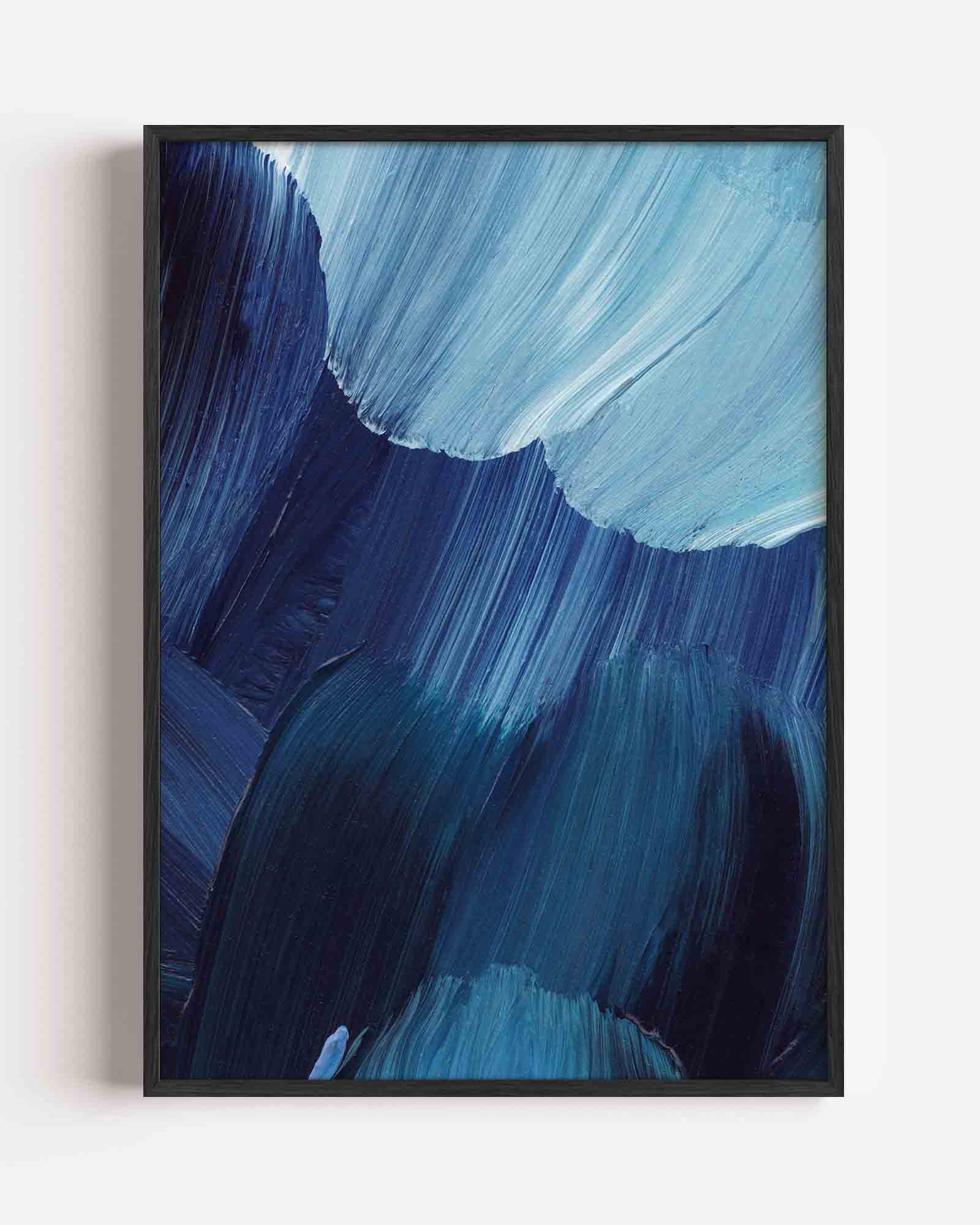 Abstracte blauwe penseelstreken Poster