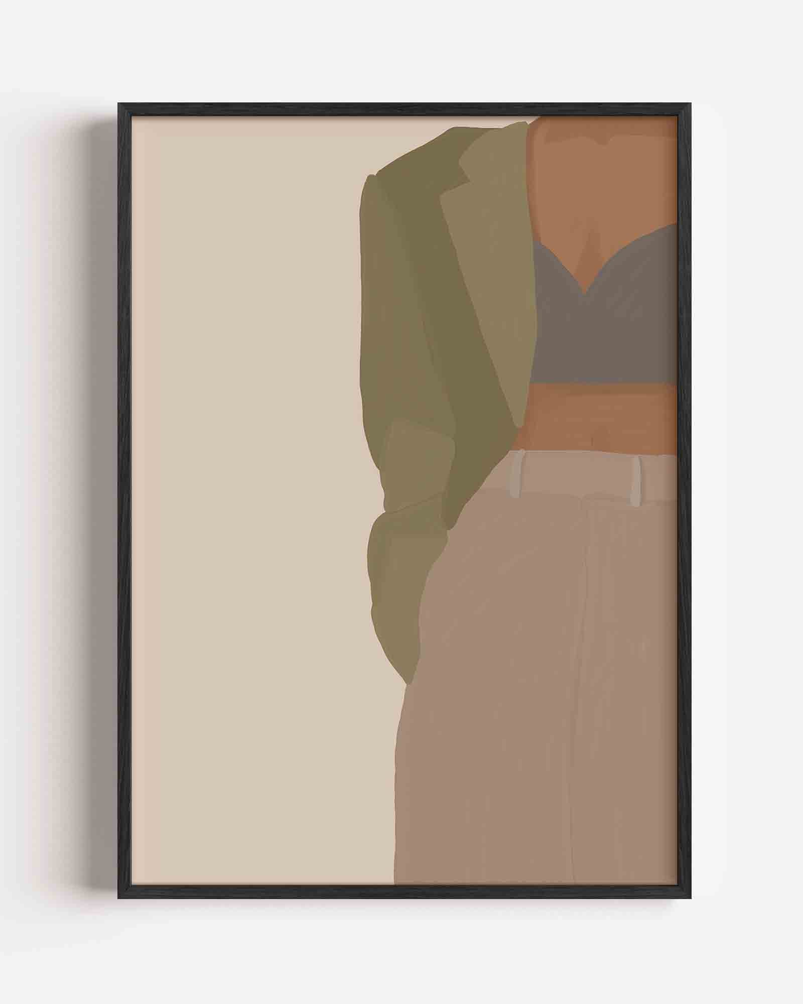 Vrouw in groene jas Poster