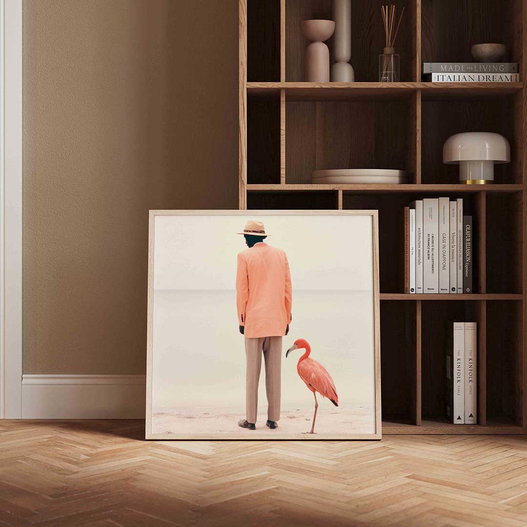 Man en flamingo Poster