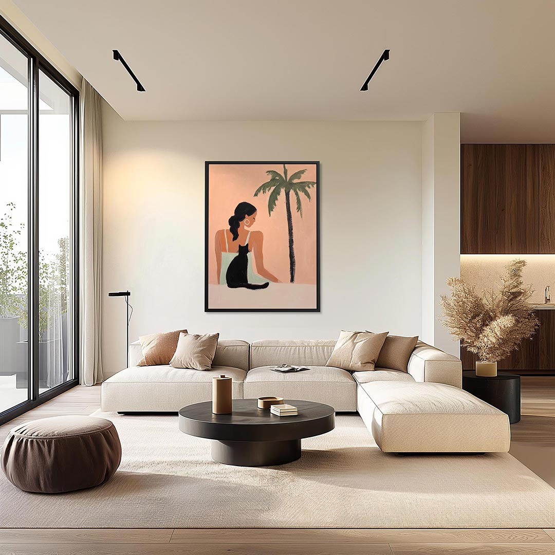 Vrouw en palmboom Kunstwerk