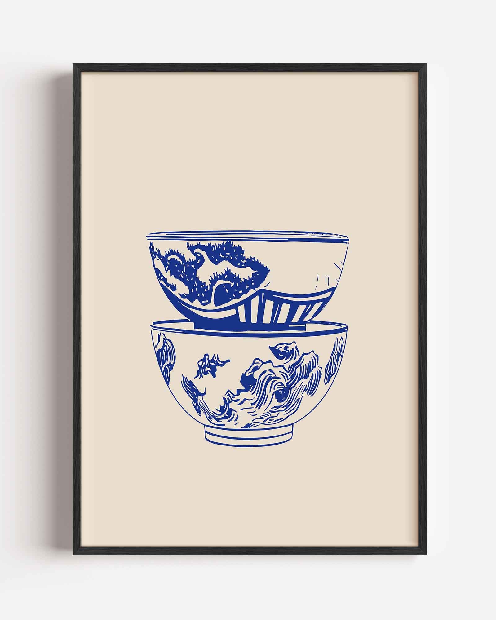 Blauwe kommen Poster