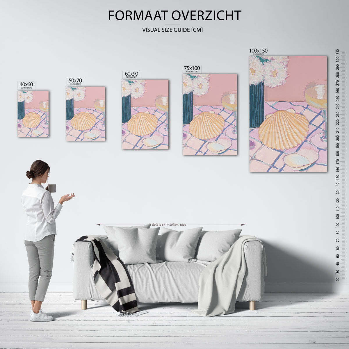 Bloemen en schelp Kunstwerk