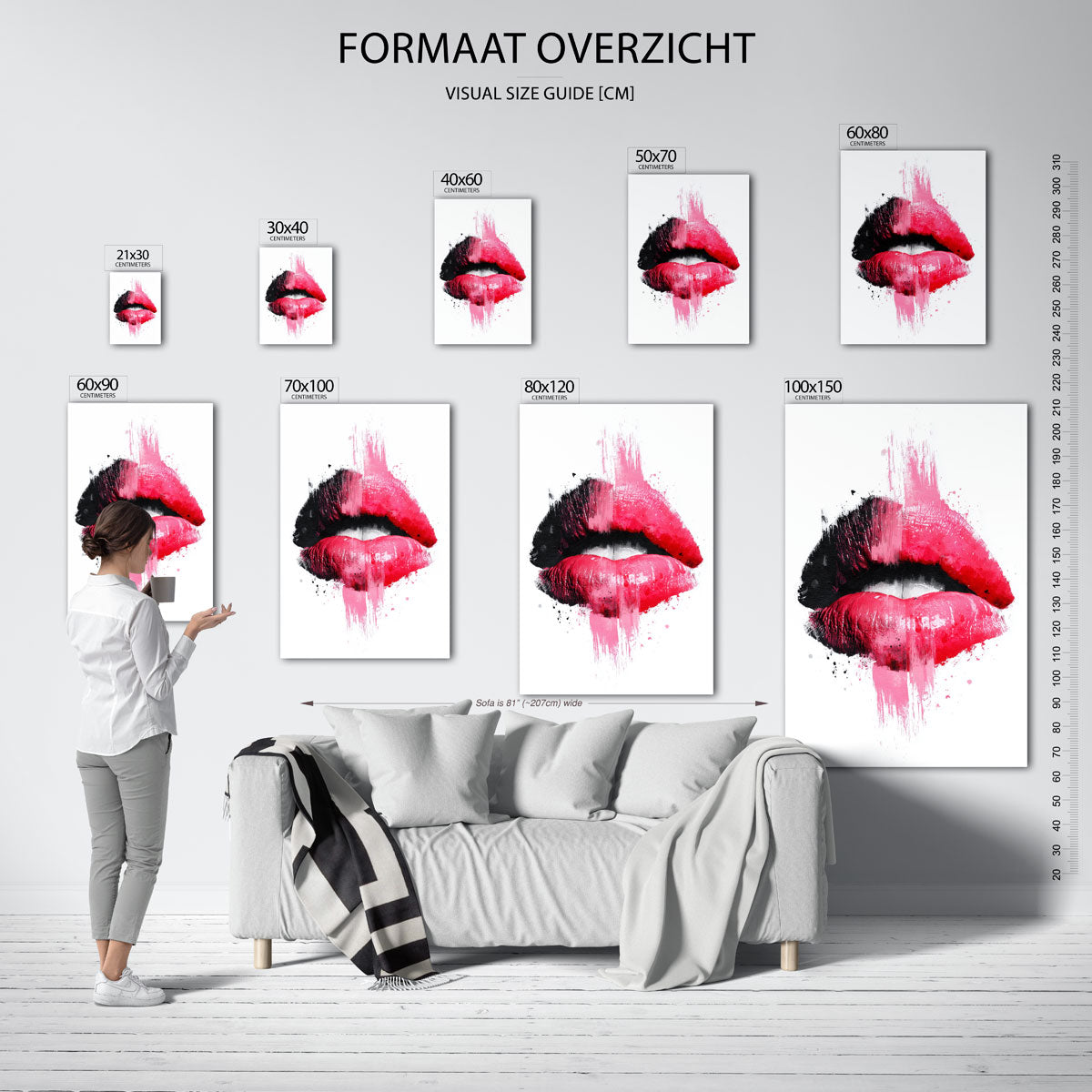 Lippen in zwart en roze Poster
