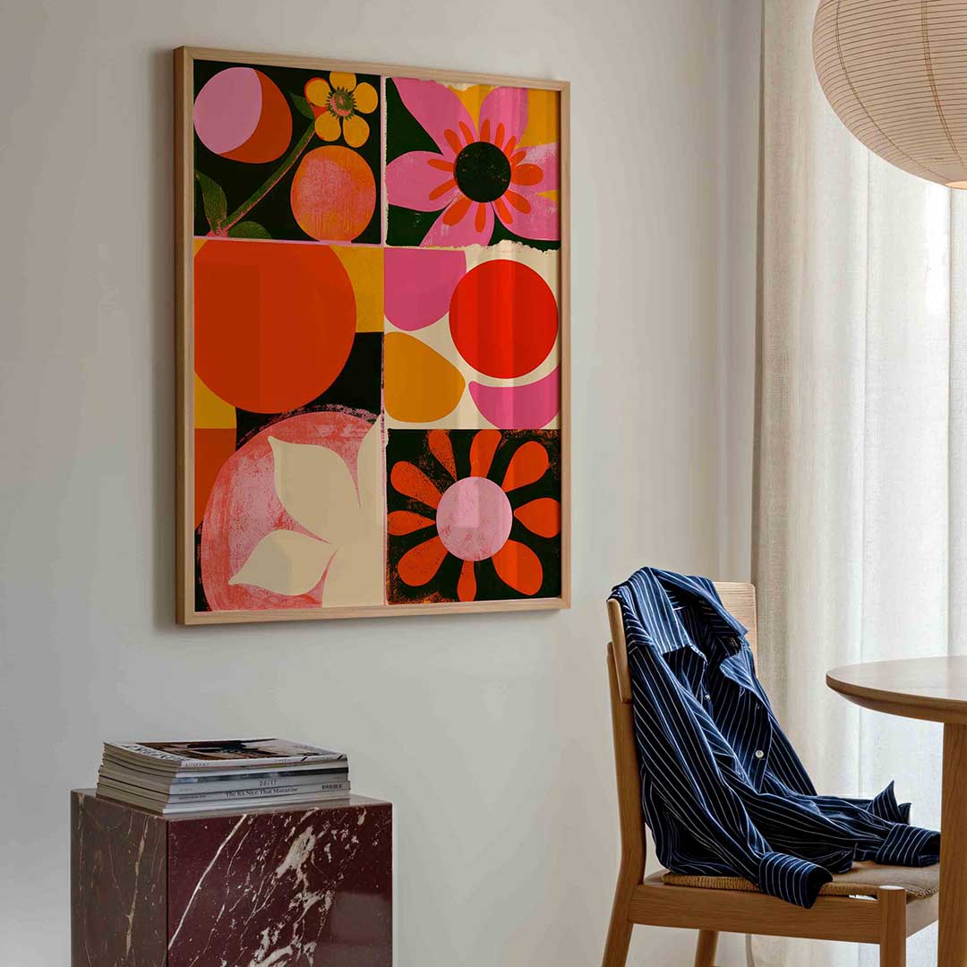 Bloemen en cirkels Poster