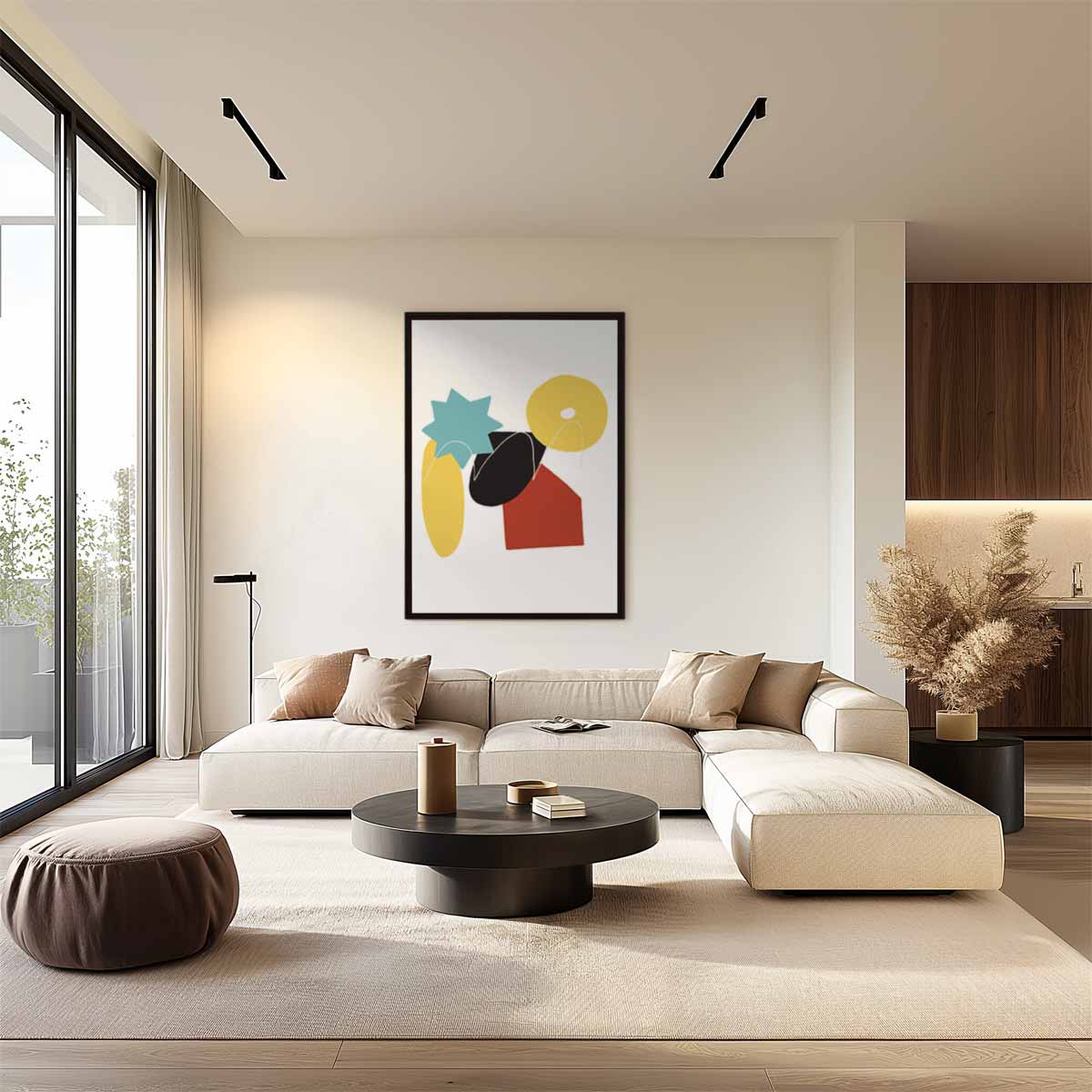 Speelse Abstractie in Vormen Kunstwerk-canvas-dibond-plexiglas-wanddecoratie-WallArtistic
