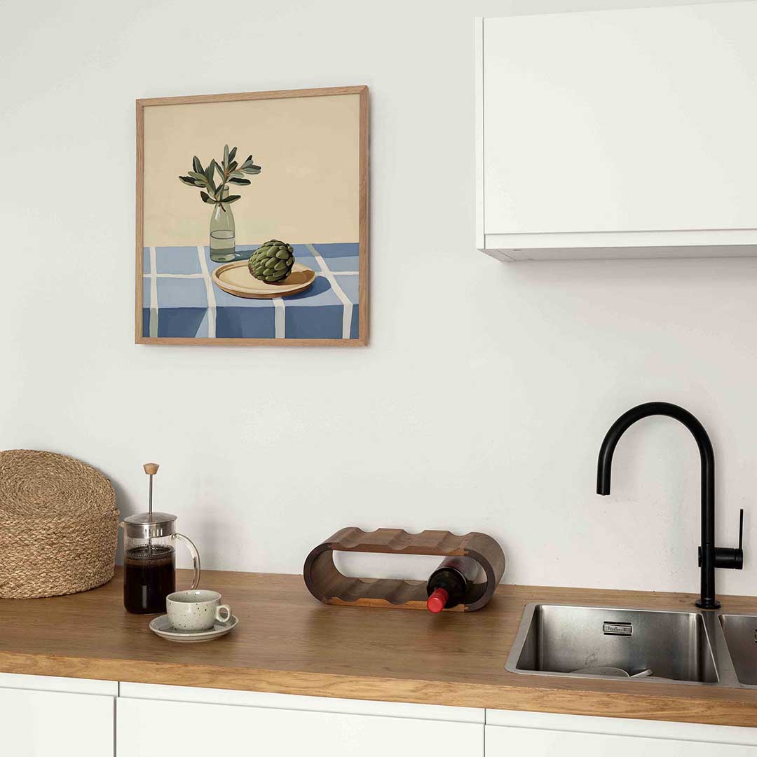 Groene fles en artisjok Poster