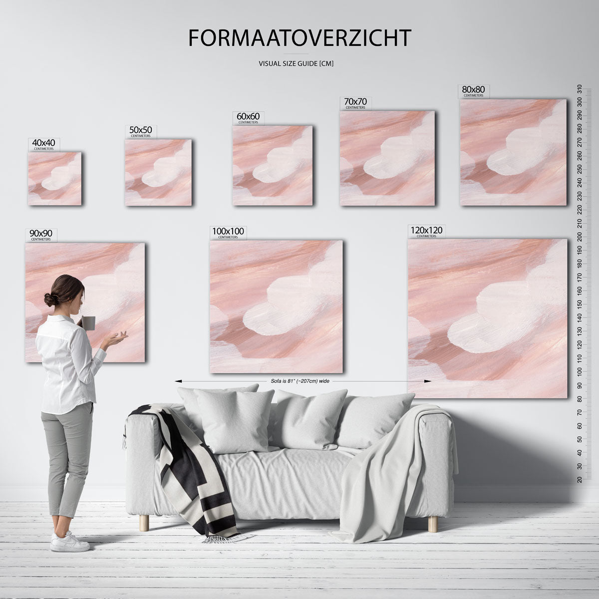 Abstracte roze en witte Poster