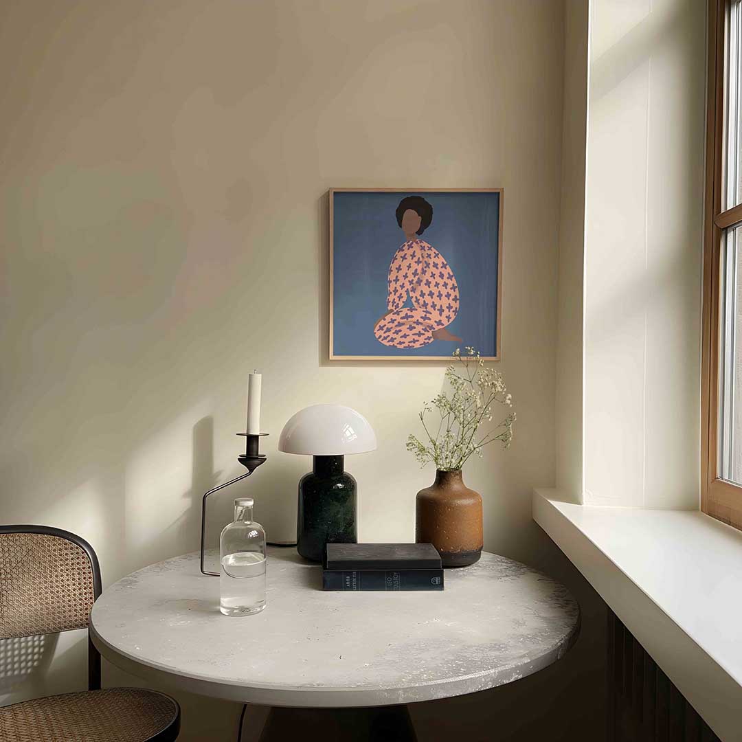 Zittende figuur met patroon Poster
