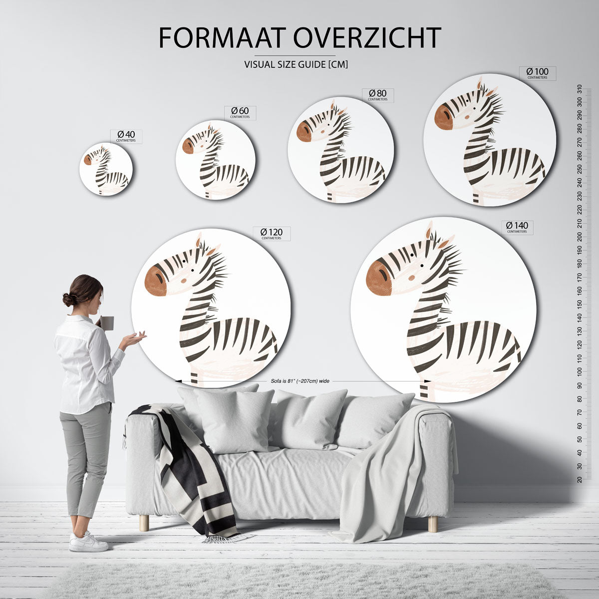 Zebra illustratie Muurcirkel