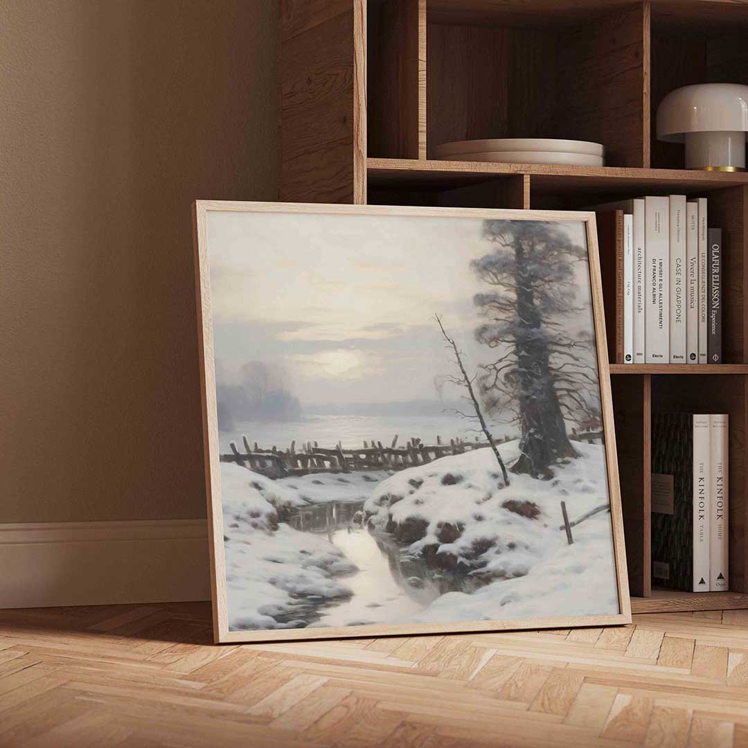 Winterlandschap met boom Poster