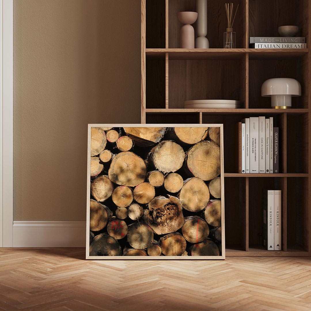 Houtstapel textuur Poster