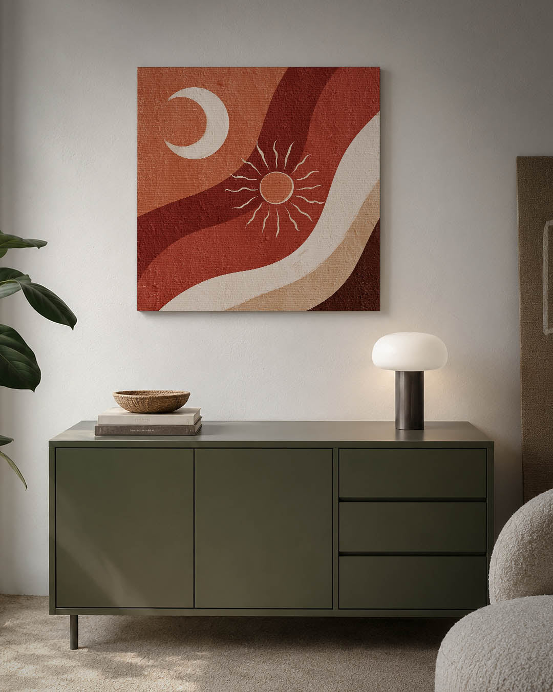 Golvende zon en maan Kunstwerk