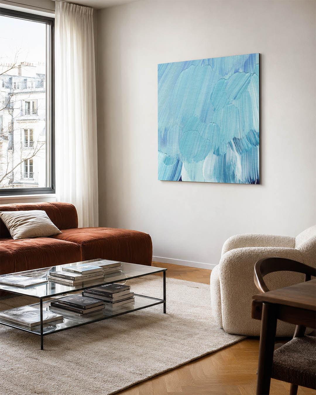 Vloeiende blauwe bewegingen Kunstwerk