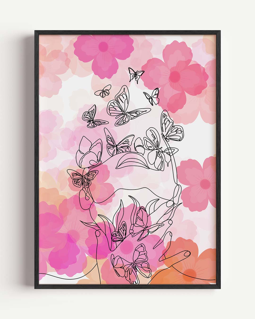 Dromerige Bloemen & Vlinders Poster-WallArtistic