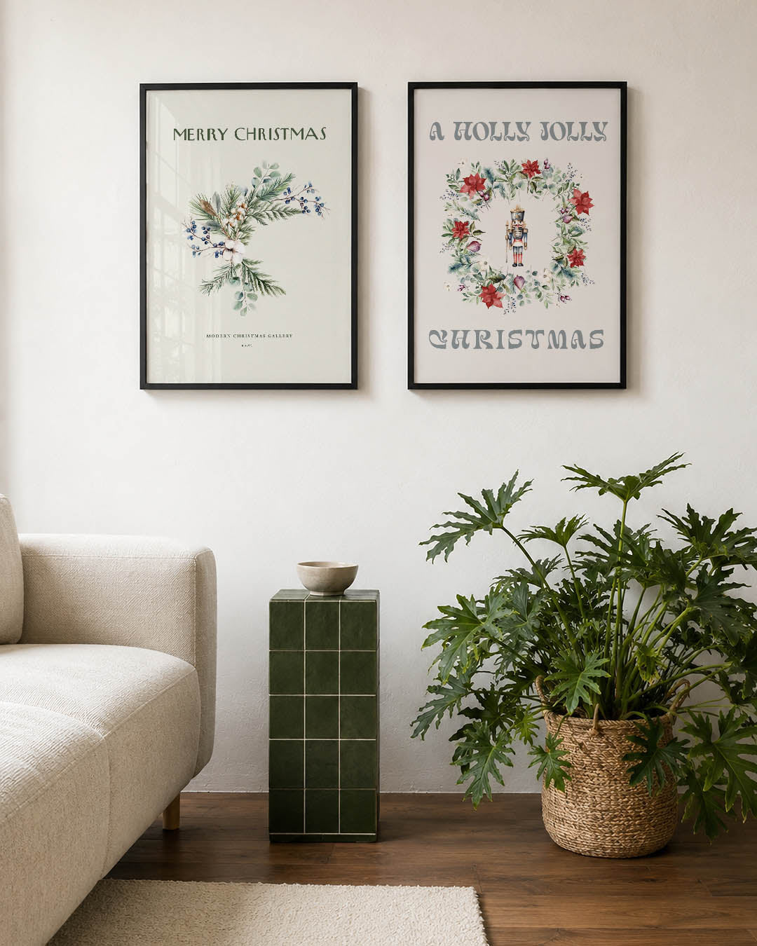 Natuurlijke kerstgroen Posterset
