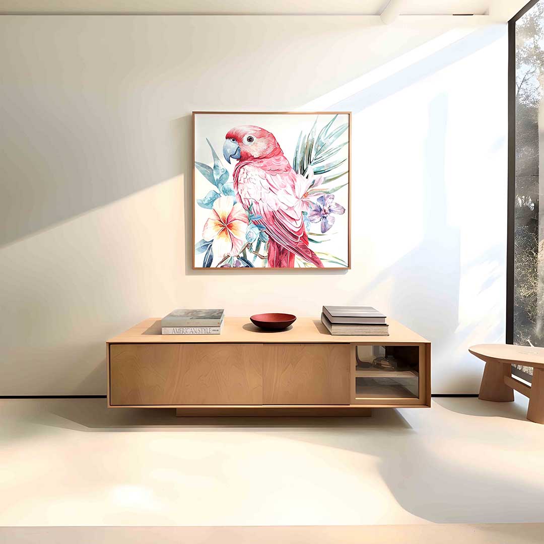 Papegaai en bloemen Poster