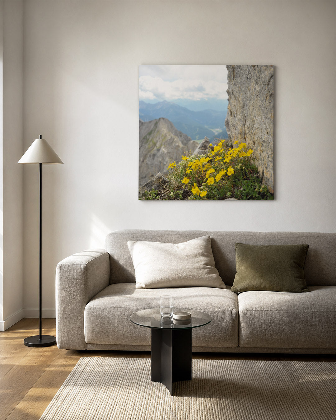 Bergbloemen en rotsen Kunstwerk