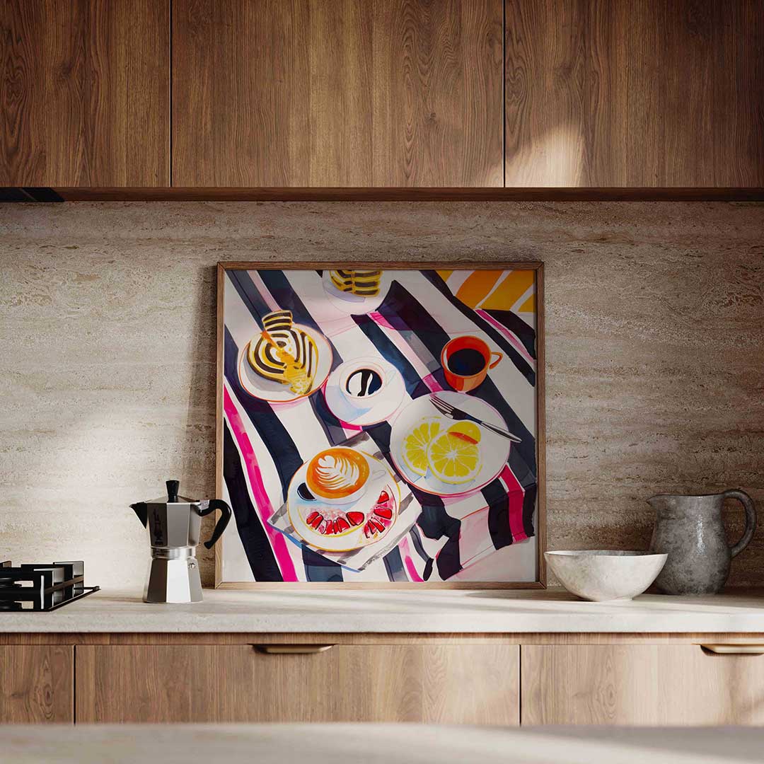 Ontbijt met koffie en fruit Poster