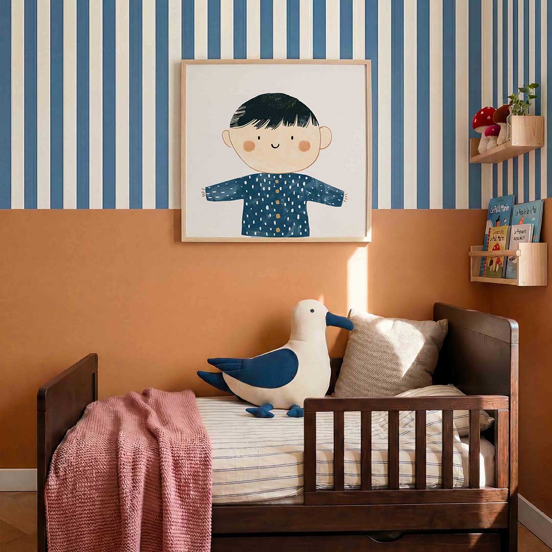 Kind met blauwe trui Poster