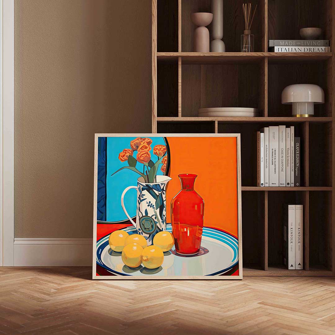 Stilleven met bloemen en vruchten Poster