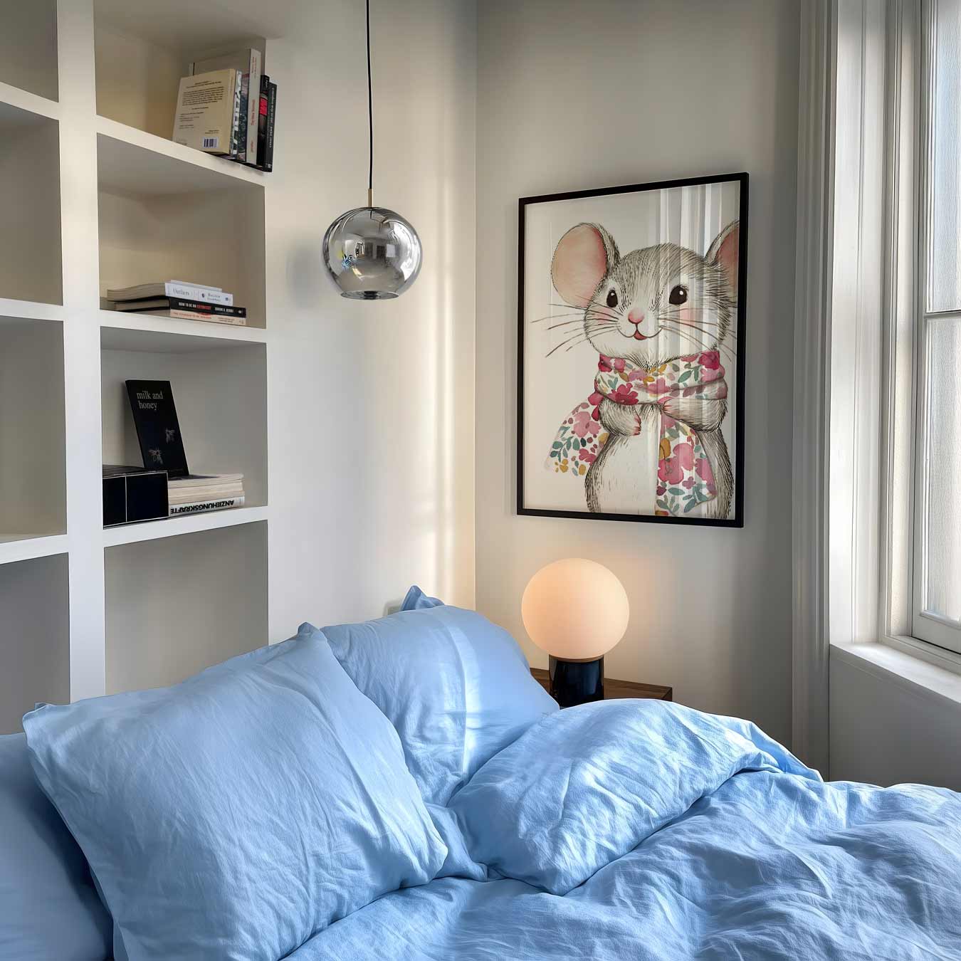 Lieve Muizenposter met Bloemensjaal Poster-WallArtistic
