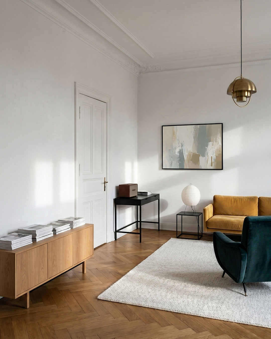 Abstracte beige en grijze Poster