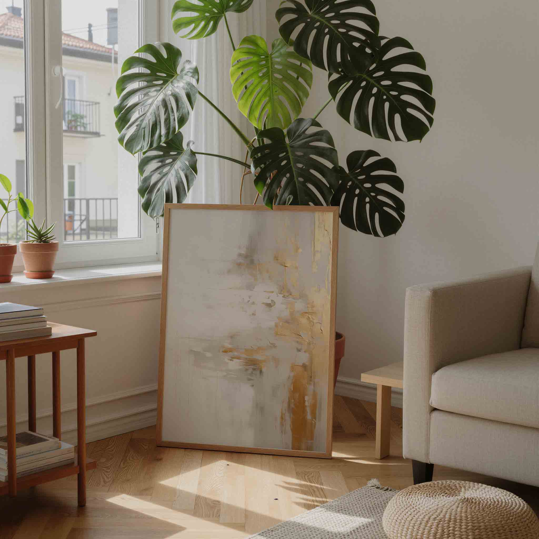 Goud en wit abstracte Poster