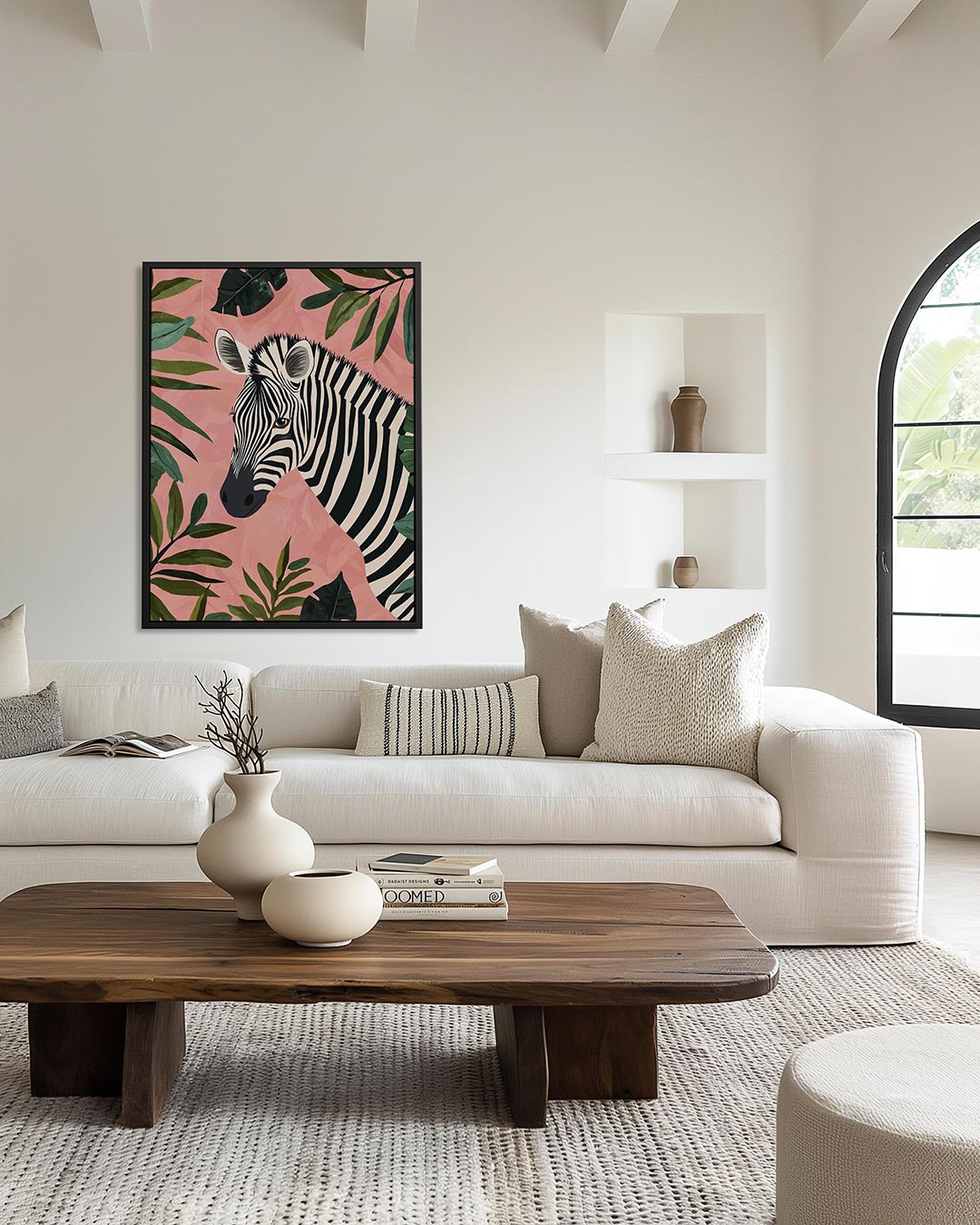 Zebra en bladeren Kunstwerk