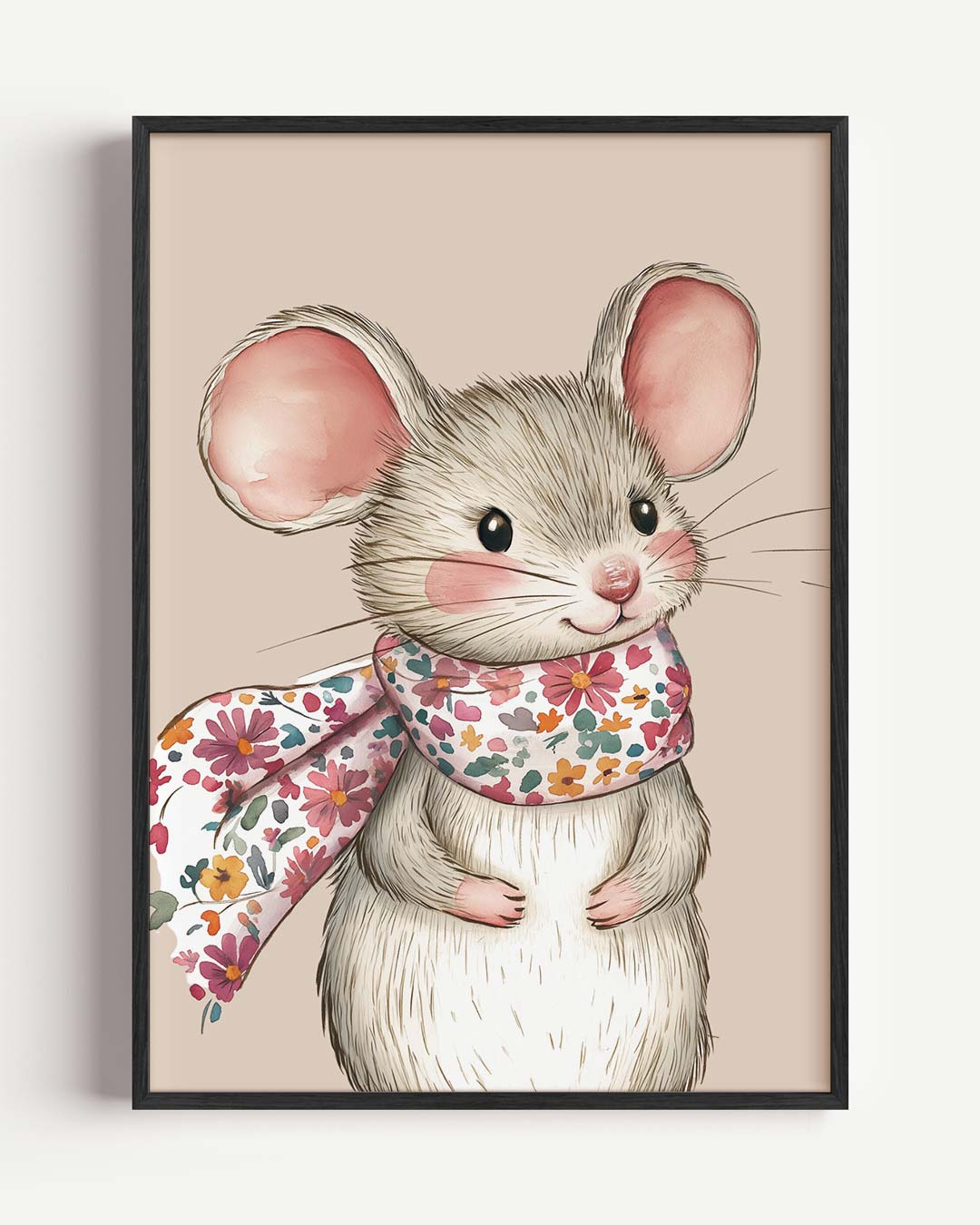 Schattige Muis Met Bloemensjaal Poster-WallArtistic
