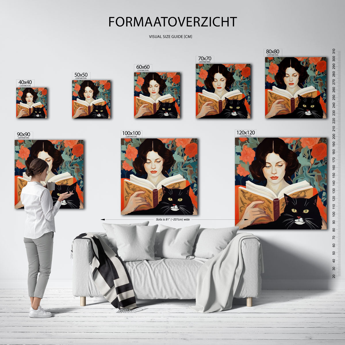 Lezende vrouw en kat Poster
