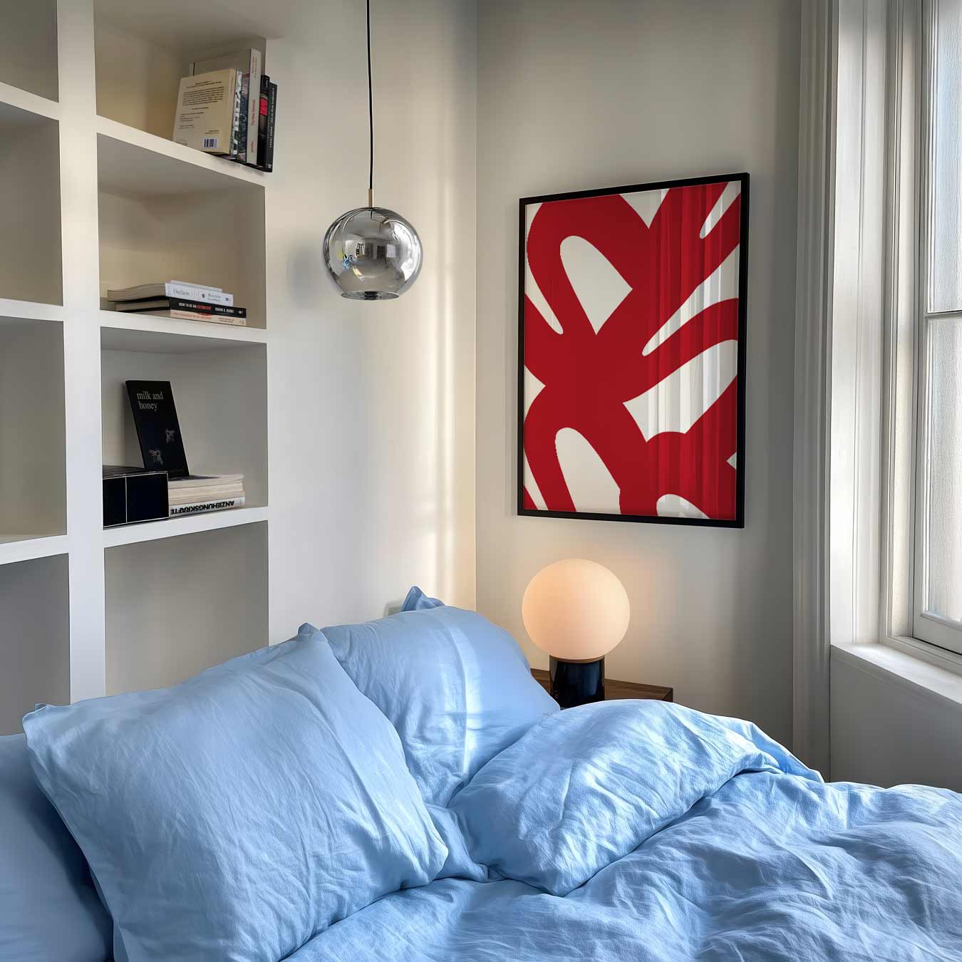 Abstracte Rode Kunstprint Poster-WallArtistic