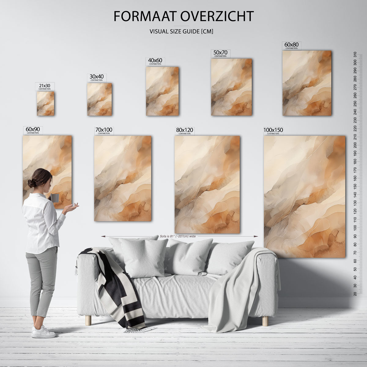 Abstracte beige en bruine vormen Poster