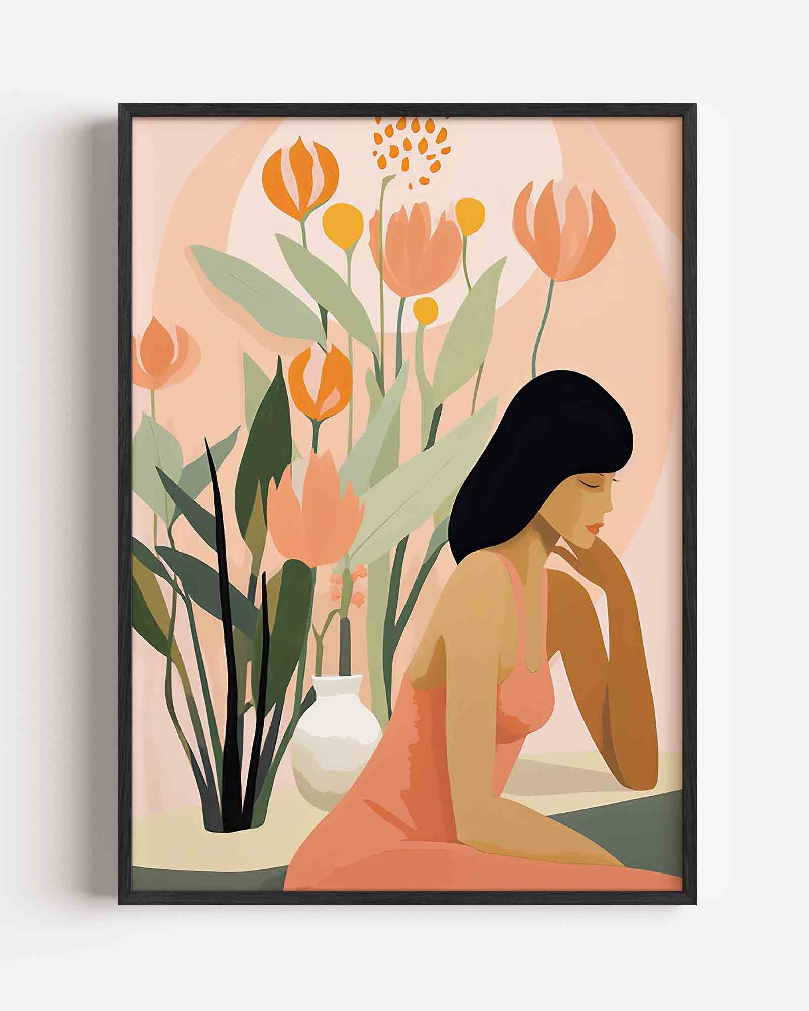 Vrouw met bloemen Poster