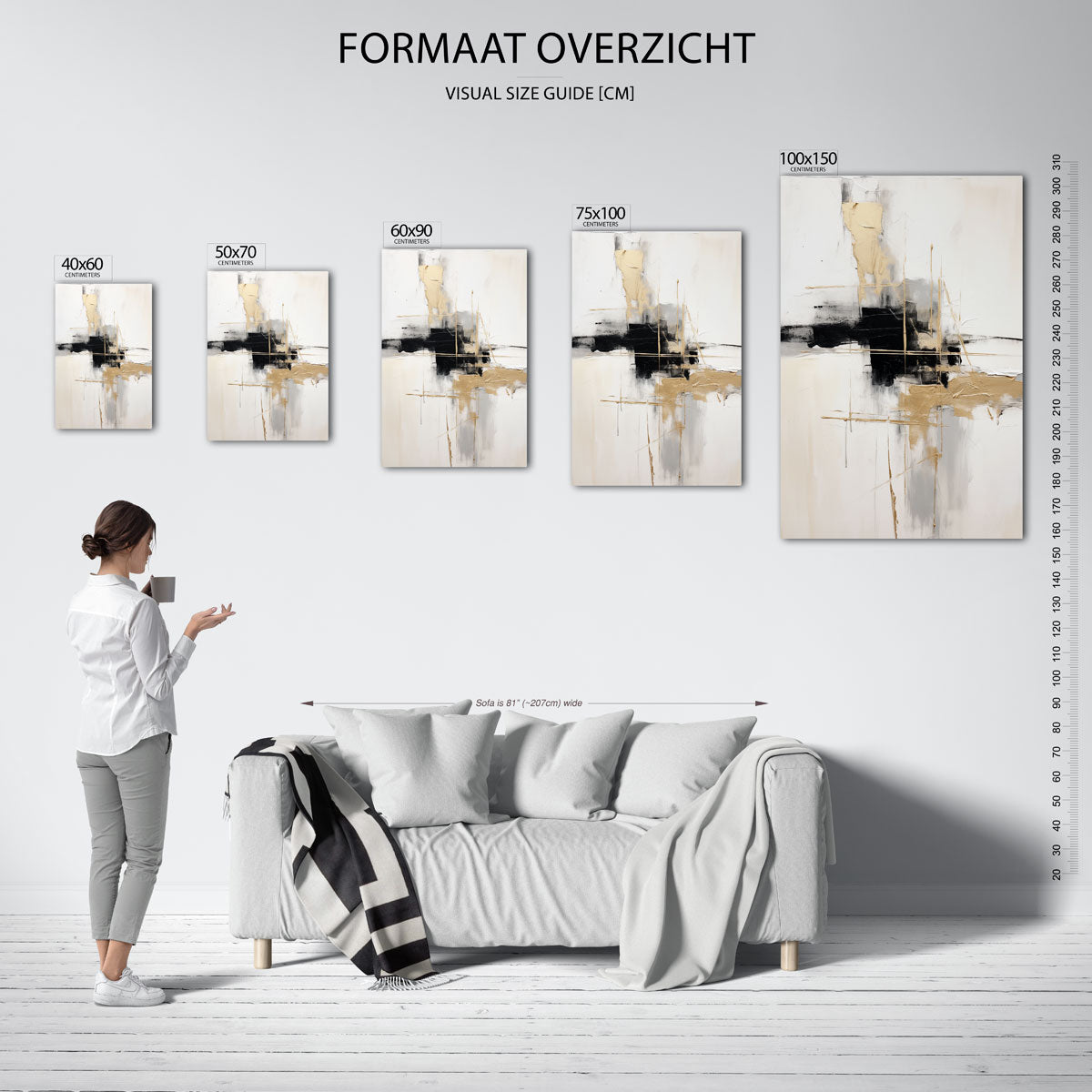 Gelaagde lijnen compositie Kunstwerk