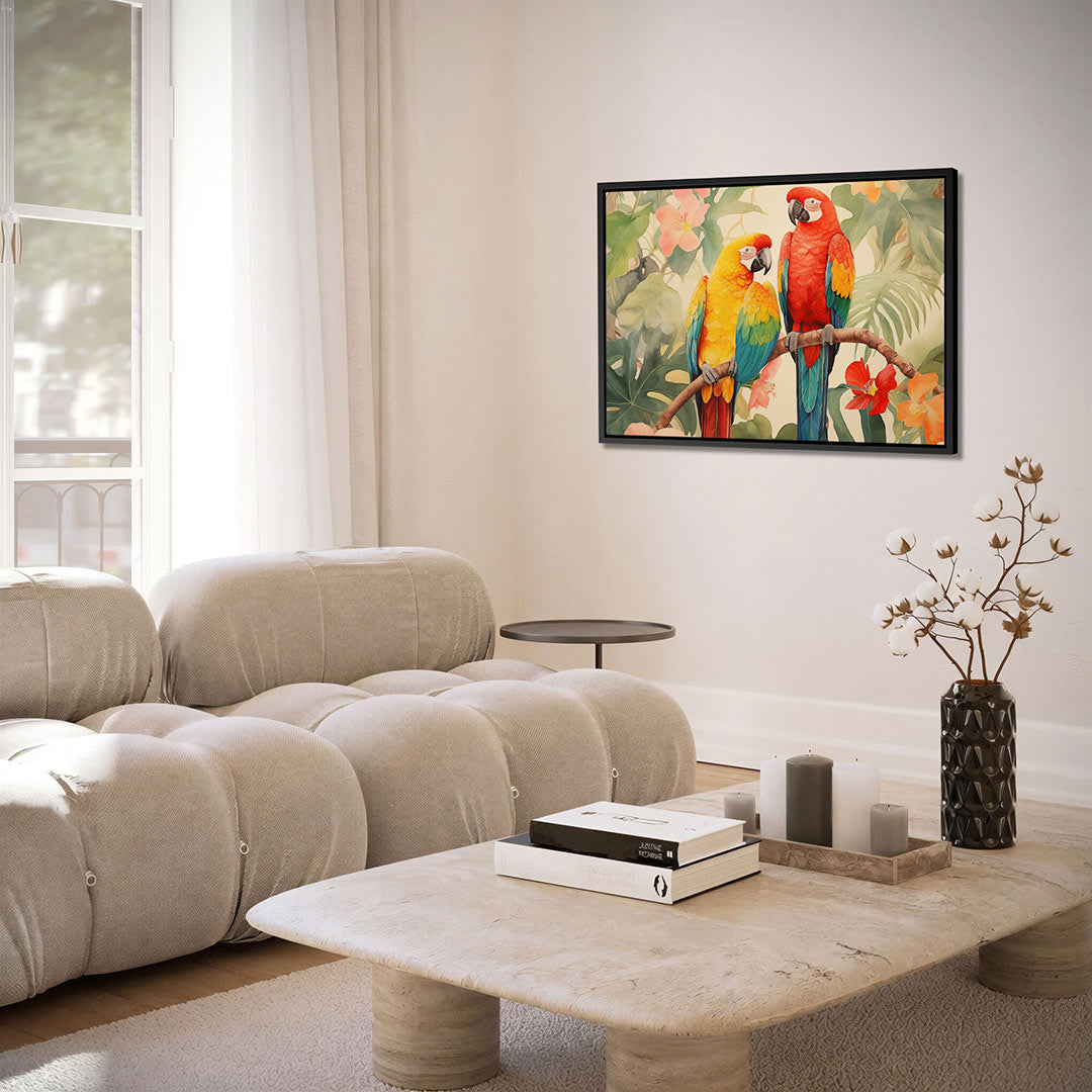 Tropische papegaaien Kunstwerk