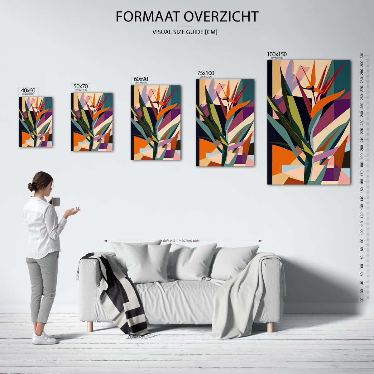 Geometrische bloemvormen Kunstwerk