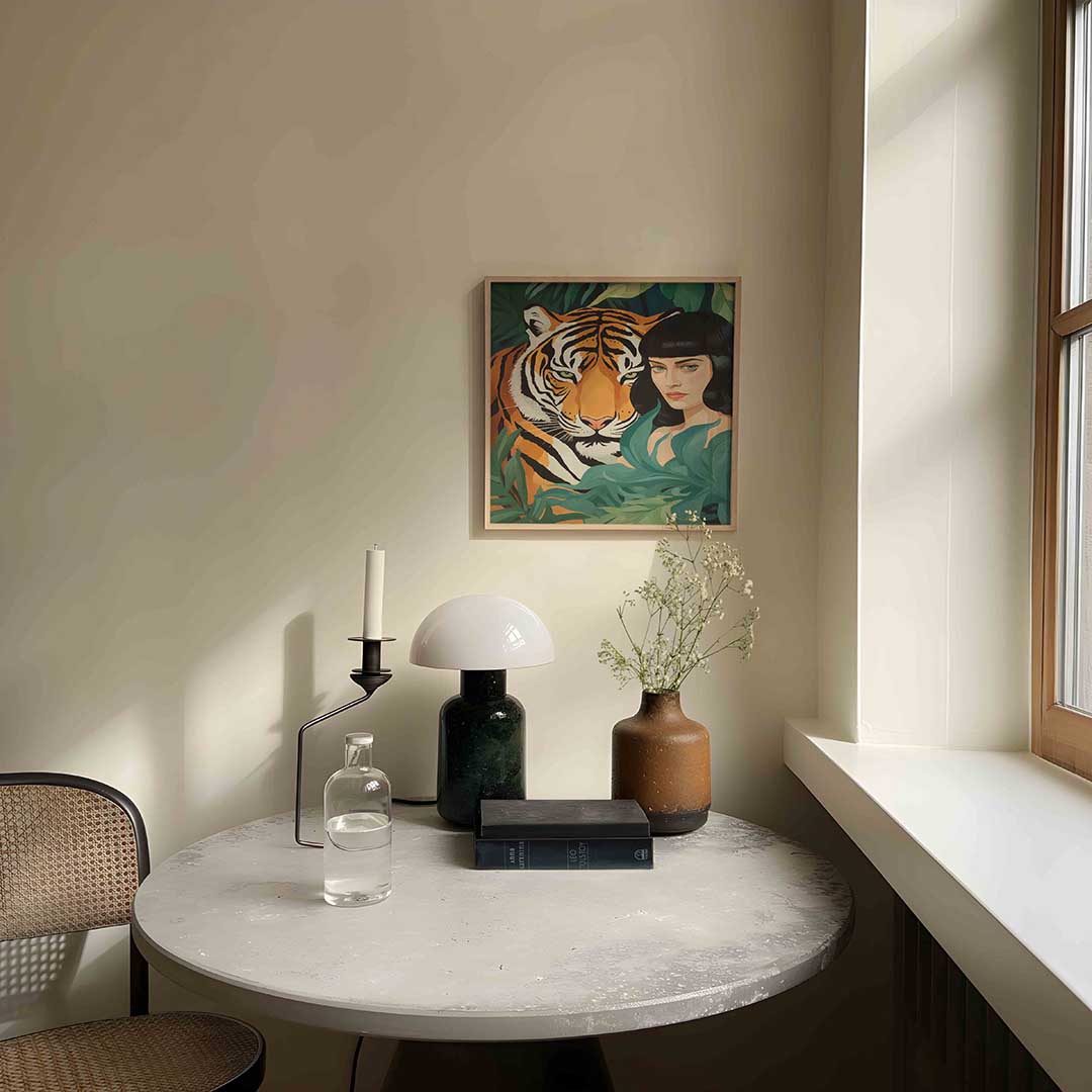 Tijger en vrouw Poster