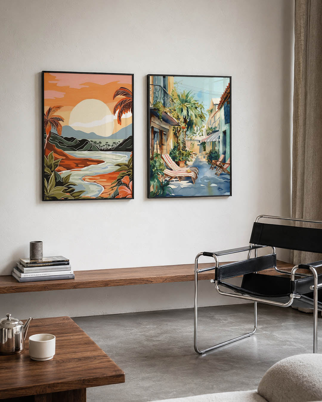 Zonsondergang landschapsritme Posterset