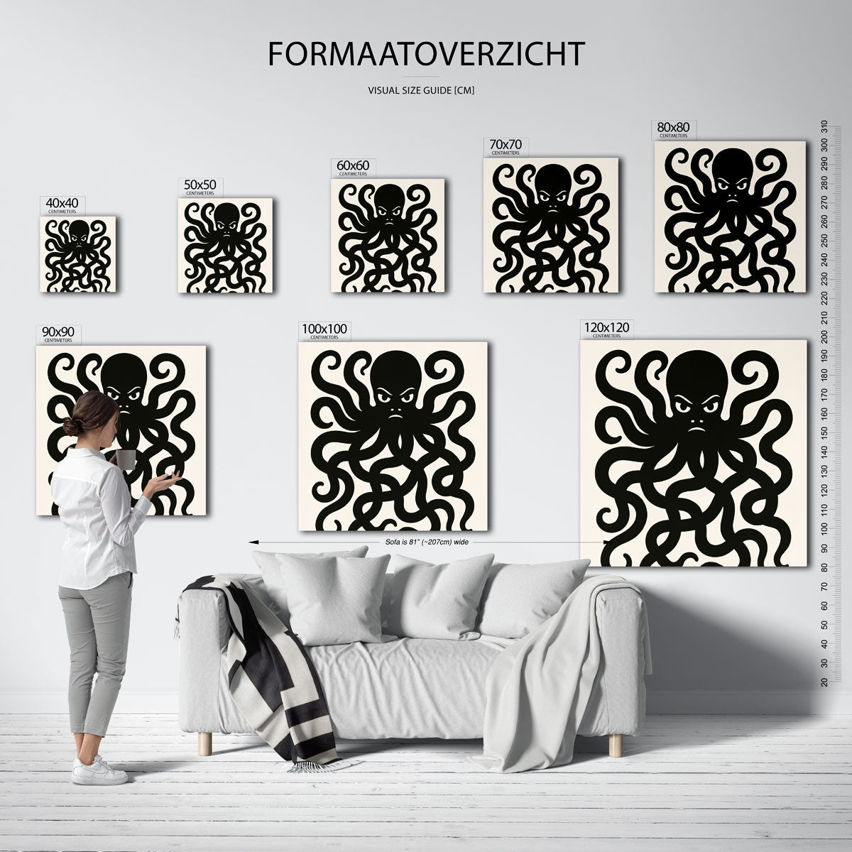 Octopus met krullende tentakels Poster