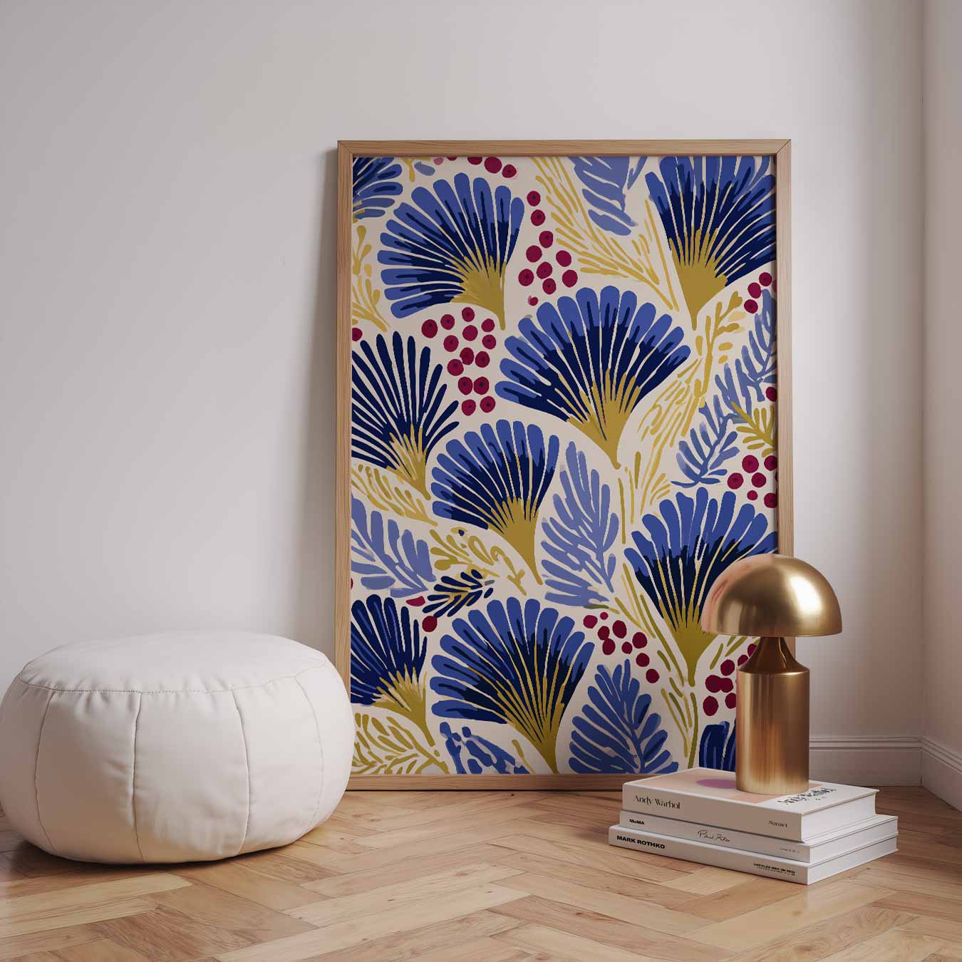 Botanische Blauwe Kunstposter-WallArtistic