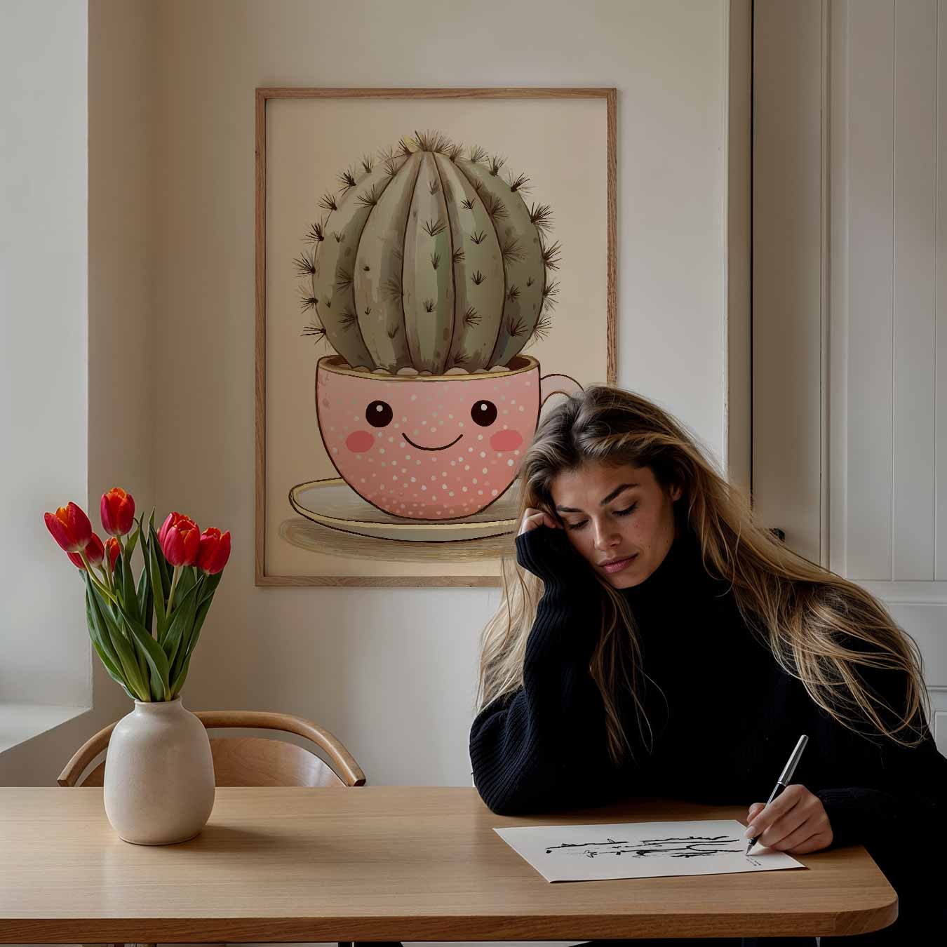 Schattige Cactus Kopje Poster-WallArtistic
