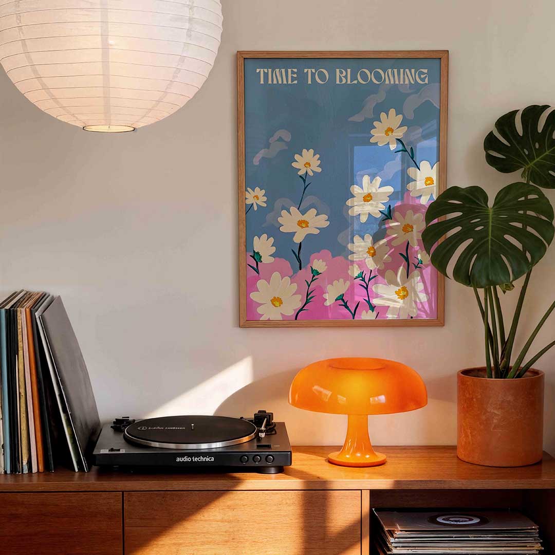 Bloemen en wolken Poster