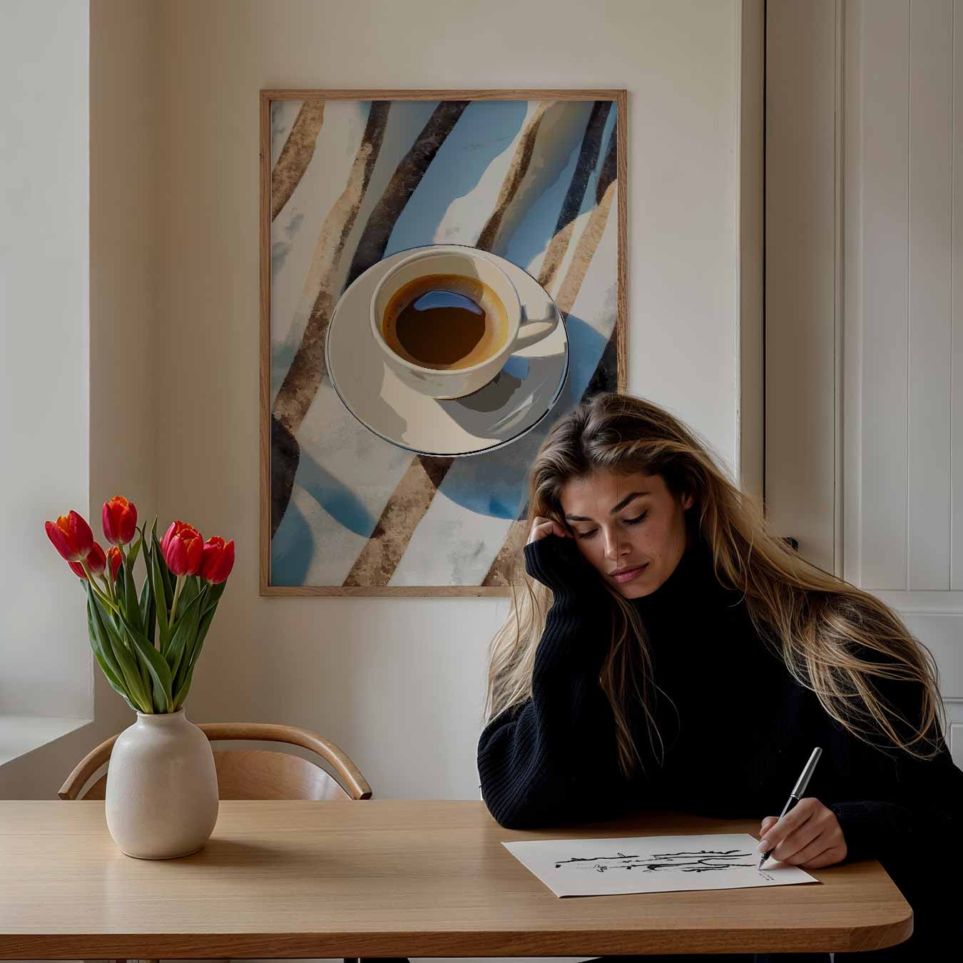 Zomerse Koffie Momenten Poster-WallArtistic