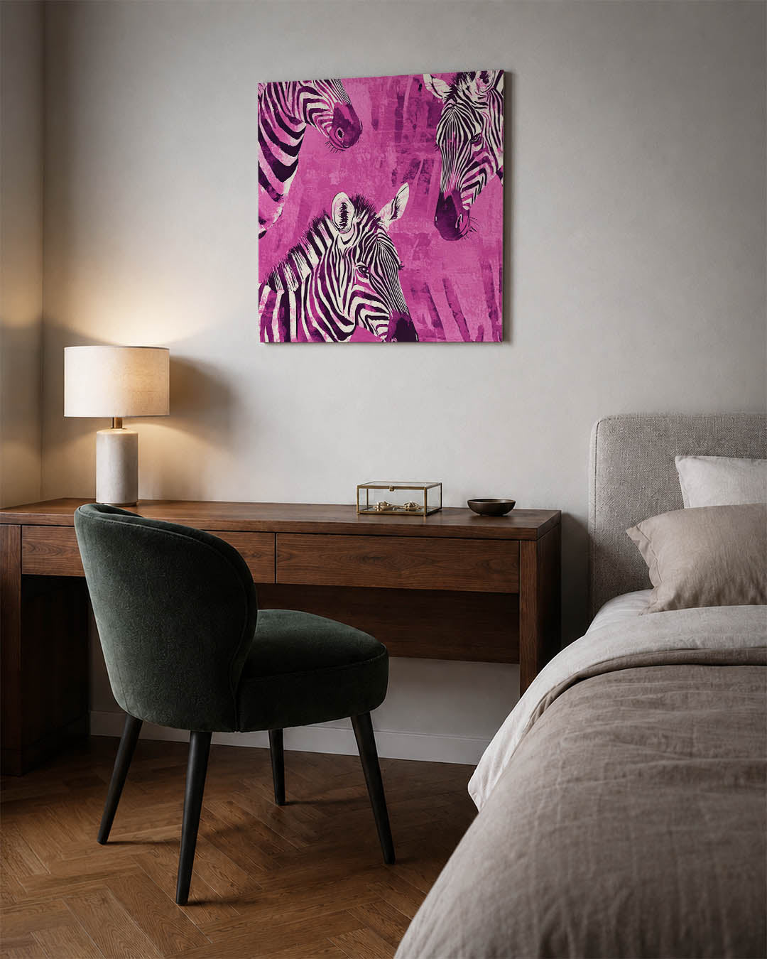 Zebra's in levendige tinten Kunstwerk