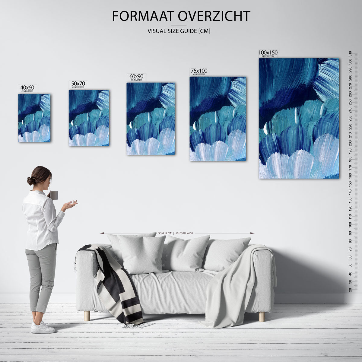 Dynamische blauwe beweging Kunstwerk
