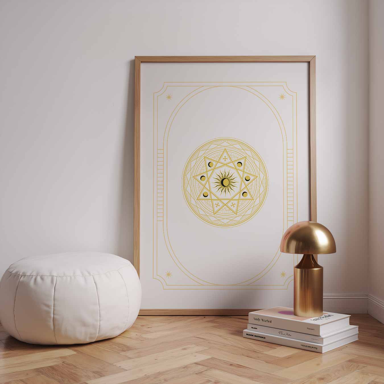 Zon en Maan Fase Mandala Poster-WallArtistic