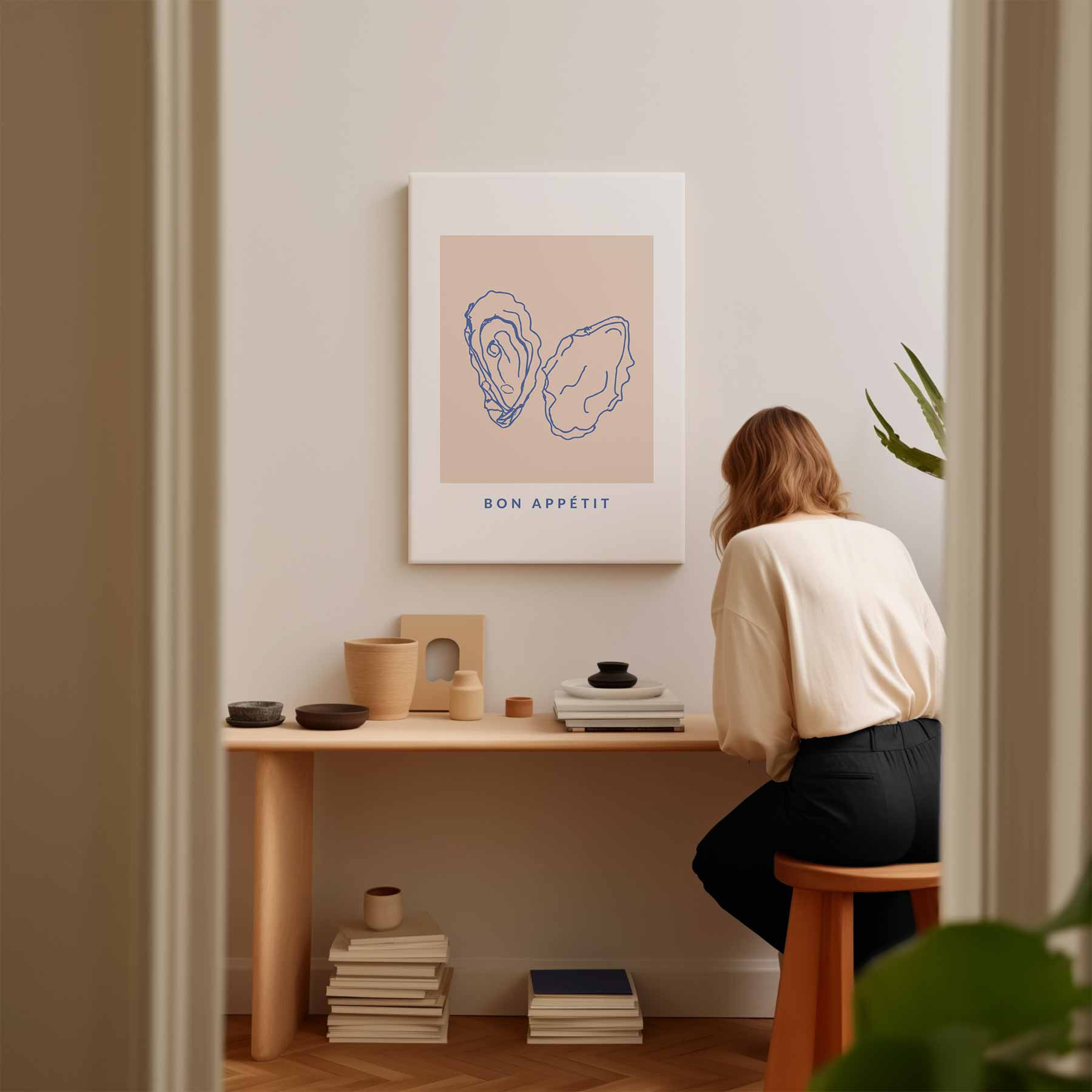 Stijlvolle Oester Illustratie Kunstwerk-canvas-dibond-plexiglas-wanddecoratie-WallArtistic