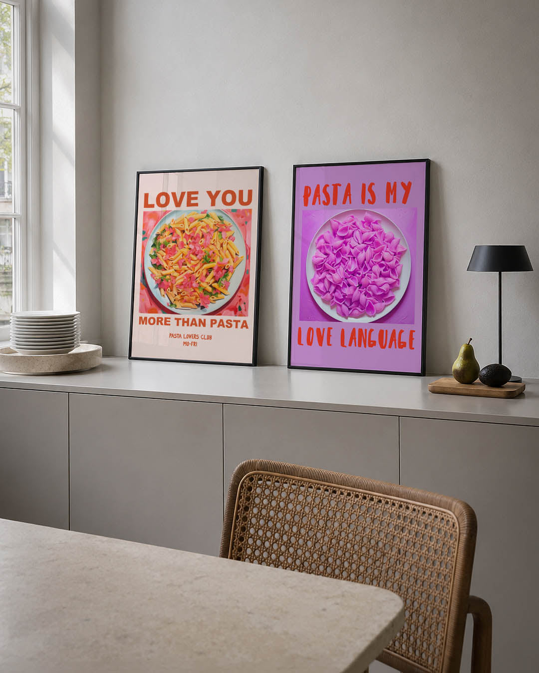 Kleurrijke pastaschotel Posterset